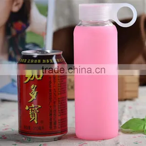 Factory Low Price of Unbreakable Silicate Glass Water Bottle,anti Heating Slicone Sleeve Glass Water Bottle thumbnail-4
