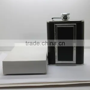 High Quality 5oz Flask Flagon With Cigarette Case and Leather thumbnail-2