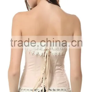 Sexy Lace Brocade Steampunk Wait Training Corset With Steel Boned thumbnail-2