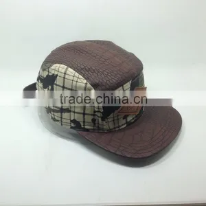 2016Custom Fashion 5 Panel Funny Plain Cowhide Snapback Cap thumbnail-3