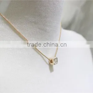 Cheap Corn Chain Necklace Square w/ Clear Diamond Necklace Simple Chain Gold Necklace2016 Fashion Style Wholesale thumbnail-4