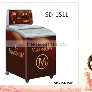 Glass Sliding Curved Door Ice Cream Freezer With Light Ice Cream Chest Freezer thumbnail-1