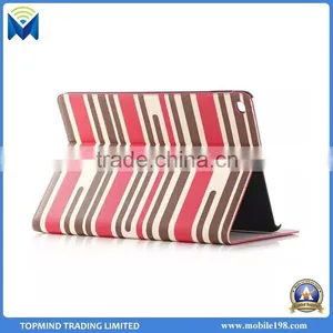 Wholesale Price Stripe Pattern Leather Flip Case Cover With Card Slot for IPad Air 2 thumbnail-4