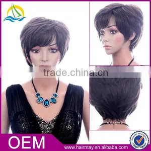China Wig Supplier Synthetic Lady Bobo Wig Short Hair Lace Wig Silk Top thumbnail-1