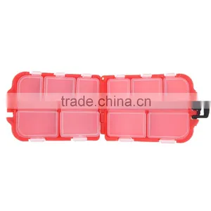 Fishing Tackle Box 10 Compartments Small Size for Fishing Hooks Swivels Beads Etc Red thumbnail-1