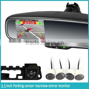 3.5 Inch Normal Brightness Car Parking Sensor Rearview Monitor + 4 Radar Detectors thumbnail-1