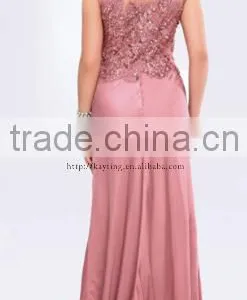 Sleeveless Beaded Embroidered Back See Through Spandex Cotton Pink Formal Evening Dresses Online thumbnail-2