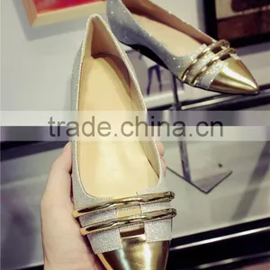 2016 Fashion Metal Pointed Toe Style Women Ballerina Shoes Flat Shoes CP6917 thumbnail-1