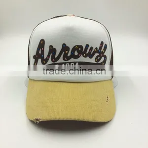 High Quality Fashion Hot Fix Stone Corduroy 5 Panel Cap thumbnail-2