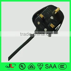 UK BS 3 Round Pin Power Plug, 250V AC Electrical Plug With VDE Approved Electric Cable thumbnail-1