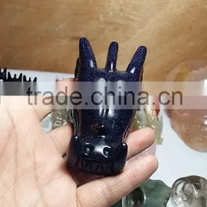 Hotsale Natural Blue Sandstone Crystal Dragon Skull for Gift thumbnail-5