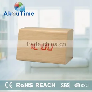 Customized Real Wood Cloco Rpolygon Funny LED Wooden Alarm Clcok thumbnail-1