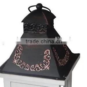 Handmade Wooden White Metal Lantern thumbnail-4