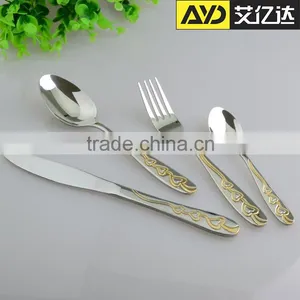 Spoon and Fork Set! Stainless Steel Gold Flatware thumbnail-2