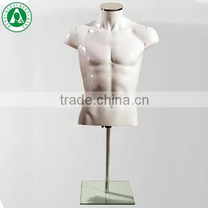 Fashion Headless Half Body New White Glossy PP Display Mens Torso thumbnail-1