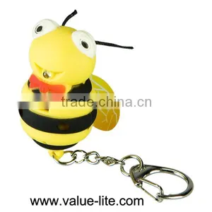 New Product Plastic Led Keychain Light With Sound Button Cell Different Shape thumbnail-1
