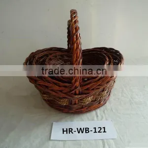 Good Quality Handmade Oval Willow Basket With Handle thumbnail-1
