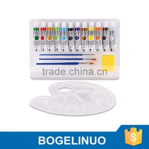 Bomega Students 12 Colours Gouache Paint Set With Palette and 3 Paint Brushes Wholesale thumbnail-1