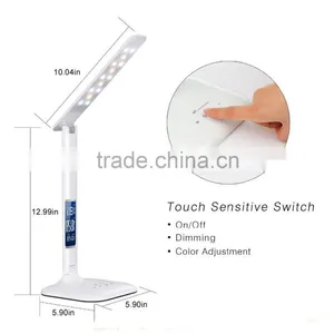 5-level Dimmable Touch Switch Folding LED Desk Lamp (Calendar and Alarm Clock,Temperature) thumbnail-2