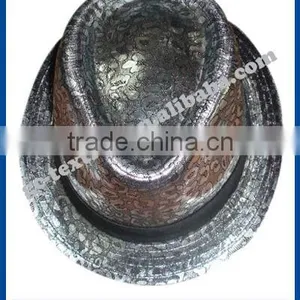 Fashion Shiny Fabric Fedora Hat thumbnail-1