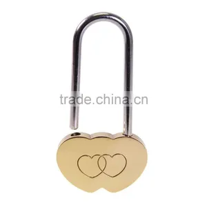 2017 Hot Selling MINI Solid Brass Lock Double Heart Love Padlock for Sweet Gift thumbnail-6