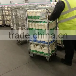 4 Wheels Rolling Hand Cart Industrial Metal Supermarket Milk Storage TrolleySHMT-A1 thumbnail-2