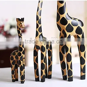 N540 3 in 1Handmade Painted Giraffe Gifts Logs Animal Ornaments Craft Decoration thumbnail-2