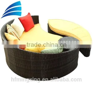 Outdoor Wicker Patio Sofa Set With Yellow Cushions thumbnail-1