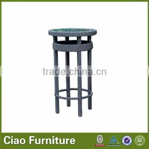 Bar Height Patio Round Table Rattan Effect thumbnail-1