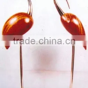 Brass & Wooden Crane Pair, Antique Crane Pair, Wooden Crane Sculpture, Crane Figure thumbnail-1