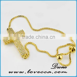18/24K Gold Platinum Girls Gift Cubic Zirconia Diamond Cross Bracelet thumbnail-1