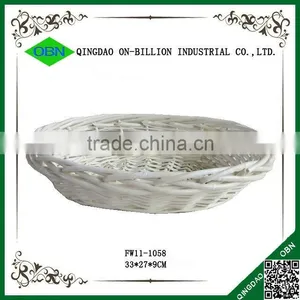 Oval Shape White Color Woven Wicker Tray thumbnail-1