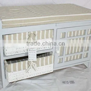 Wooden Storage Bench Seat With Willow Drawers/wooden Drawer thumbnail-1