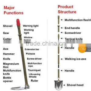 Portable Folding Pickaxe and Shovel Snow Shovel With Tactical Torch and Knife thumbnail-2
