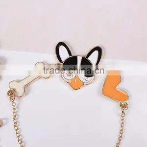 Lovely Dog Bone and Heart Charms Bracelet Enamel Animal Charms Bracelet Gold Chain Bracelet thumbnail-6