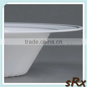 White 12 oz Plastic Soup Round Bowl With Silver Bands,Custom Making Plastic Soup Salad Bowl 12 oz for Sale thumbnail-3