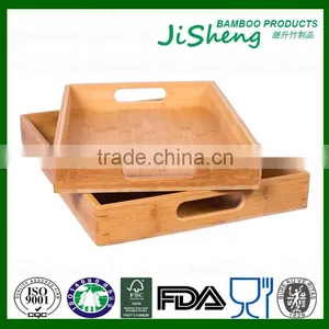 Eco-friendly Top Quality Bamboo Food Serving Tray With Handles thumbnail-1
