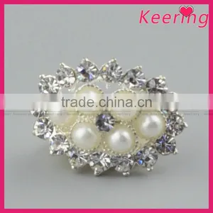 Decorative Vogue Excellent Metal Rhinestone and Pearl Button for Garments WBK-1490 thumbnail-4