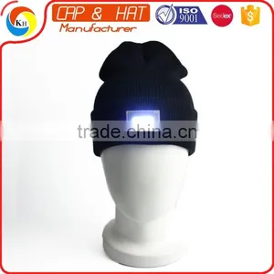 100% Acrylic Blank CC Beanie Winter Led Light Ski Knitted Hat Led Cap thumbnail-1
