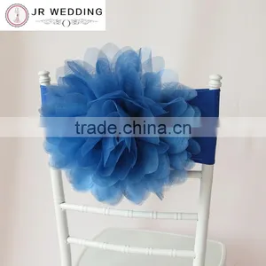 Hot Sale Fashion Handmade Organza Flower With Lycra Chair Band Chair Sash thumbnail-3