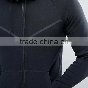 2017High Quality New Design Durable Drawstring Hood Cotton Polyester Sweat Black Casual Men Gym Sports Jacket thumbnail-3