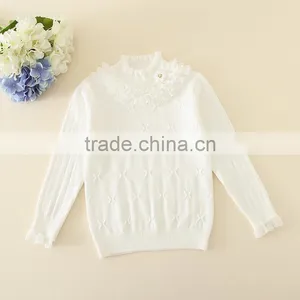 Baby Girls Sweater/kids Sweater/lace Cotton Sweater 3 Color thumbnail-1