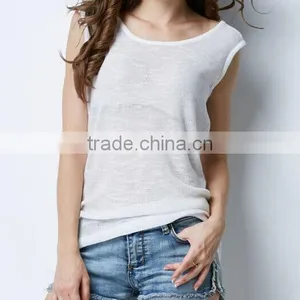 F20027B Round Neck Ventilation Women Knitting Vest Europe Sleeveless Vest thumbnail-3