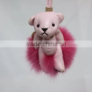 Myfur Bear Attached Customized Animal Fox Fur Pom Pom Key Chain For Bag Charm thumbnail-1