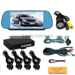 Car Rearview 7" Mirror With Backup Camera and Reverse Sensor thumbnail-1