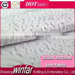 Winfar Knit Textile Hot Sell New Product Polyester Solid Dyed 3D Embossed Fshion Scuba Fabric For Dress thumbnail-1