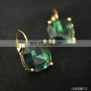 Square Beryl Gold Plated Earrings Finding Clip thumbnail-6