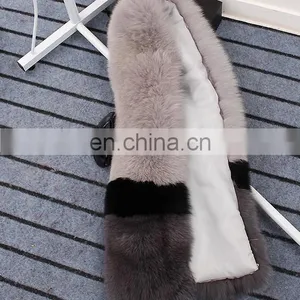 New Style Large Grey Fox Fur Scarf Real Fox Fur Shawl Cape For Lady thumbnail-4