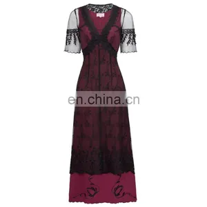 Belle Poque Sexy Women's Retro Vintage Half Sleeve V-Neck Lace Victorian Style Dress BP000247-2 thumbnail-1