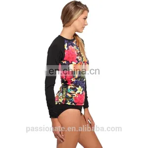 High Quality Floral Printed Breathable Long Sleeve Anti UV Rash Guard for Women thumbnail-2